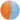 Close-up front view of the DankStop Silicone Ball Container showing a smooth orange and blue split-surface sphere with a seam.