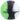 Close-up front view of a round, tri-colored DankStop Silicone Ball Container showing green, black, and white swirled halves.