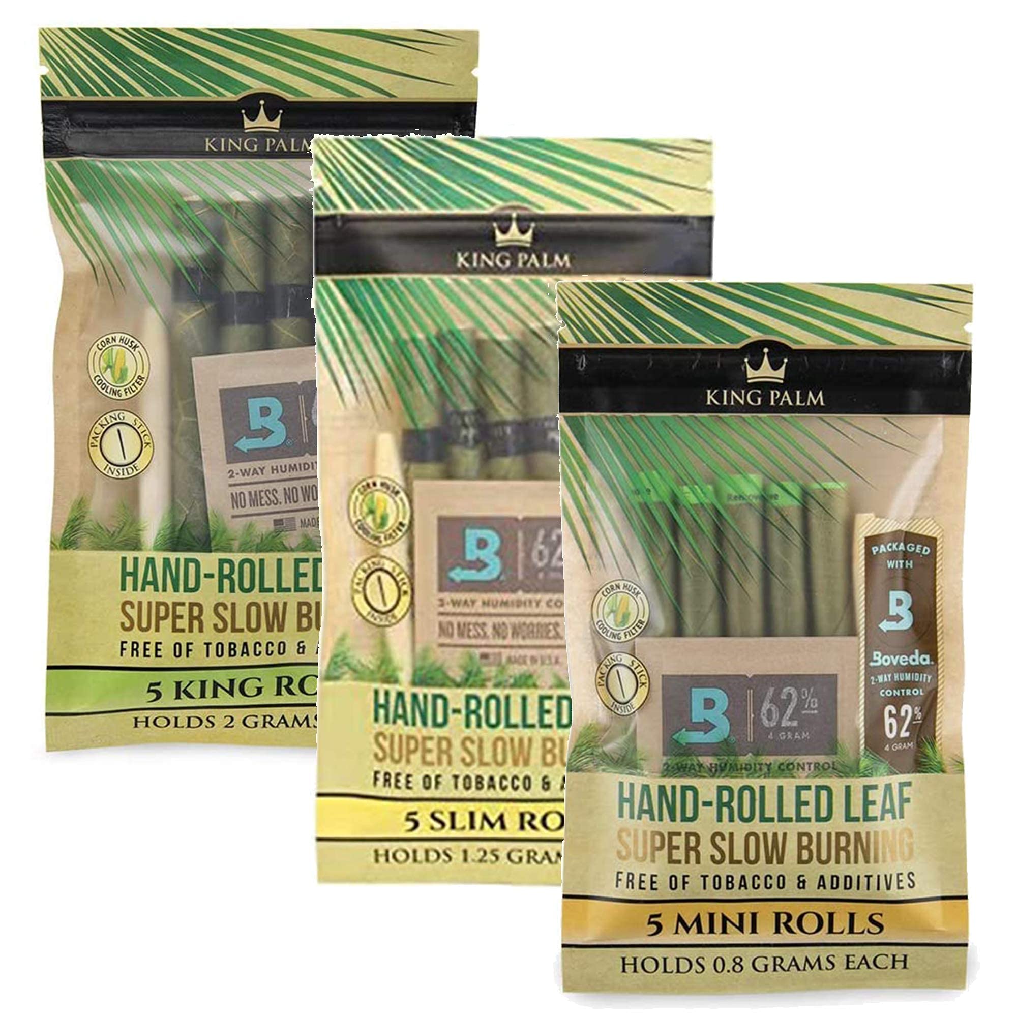 Natural Pre Roll Palm Leaf Tubes - Mixed Size Bundle 3 Packs of 5