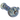 Angled close-up of the DankStop Dankstop Dicro Spoon Pipe - 4.5 in., showing swirled blue and gold dichroic stripes and raised glass knobs against a white background