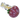 Angled close-up of the DankStop Dankstop Frit Head with Marbles Spoon Pipe - 5 in., showing a red frit-patterned bowl with green marbles and a twisted clear glass stem.