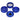 Top-down view of the disassembled Famous Design-Privilege Aluminum 3 Stage Grinder-Blue showing four metallic blue parts and a fine mesh screen on a white background