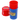 Front view of the Atomik Grind & Stash, a cylindrical container with a red top and clear body, shown slightly open.