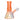 Close-up angled view of the DankStop Heavy Iridescent Beaker Bong - 6 in., showing its orange iridescent neck, flared beaker base, and clear removable bowl.