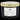 A close-up, front view of the Queen of Bud Candle in a white container with black lettering.