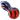 Close-up angled view of the DankStop Slime Reversal Wig Wag Spoon Pipe - 4.5 in. showing glossy red, black, blue and yellow swirled stripes and the rounded bowl.