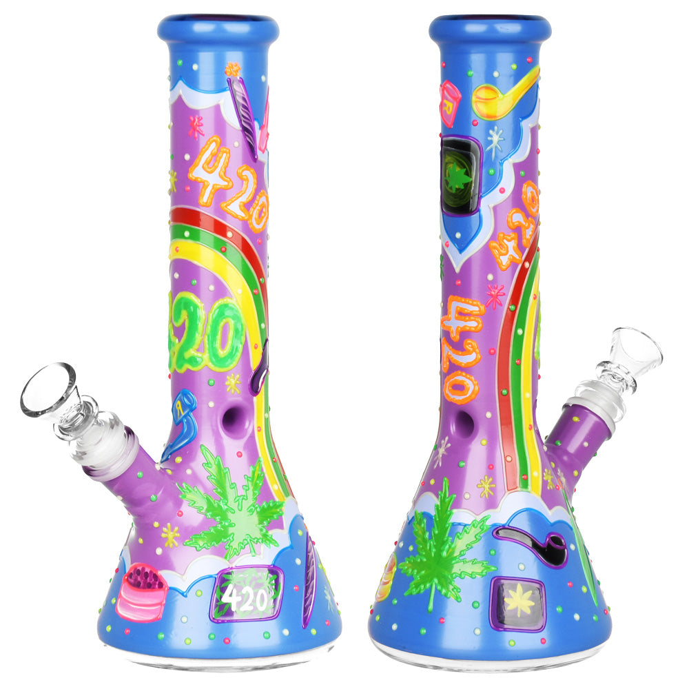 Beach Vibes 420 Painted Glass Beaker Bong