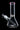 Side view of the Stock USA DankStop Beaker with Color Mouthpiece & Ice Pinch Bong - Pink - 10 in., showing the clear glass beaker body, angled downstem, and pink-rimmed mouthpiece against a black background