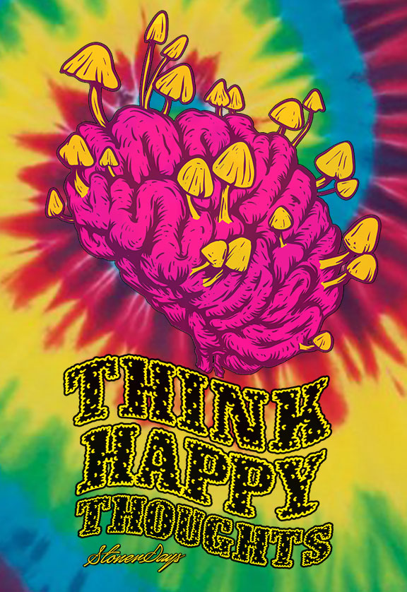 Think Happy Thoughts Rainbow Tie Dye T-Shirt