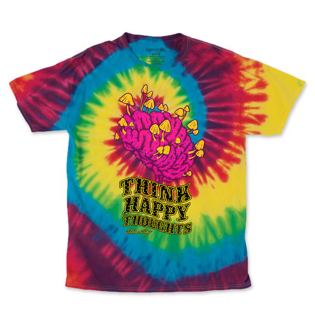 Think Happy Thoughts Rainbow Tie Dye T-Shirt