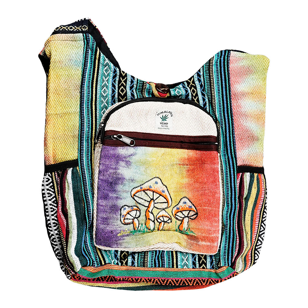 Himalayan Hemp Tie Dye Mushroom Patchwork Shoulder Bag