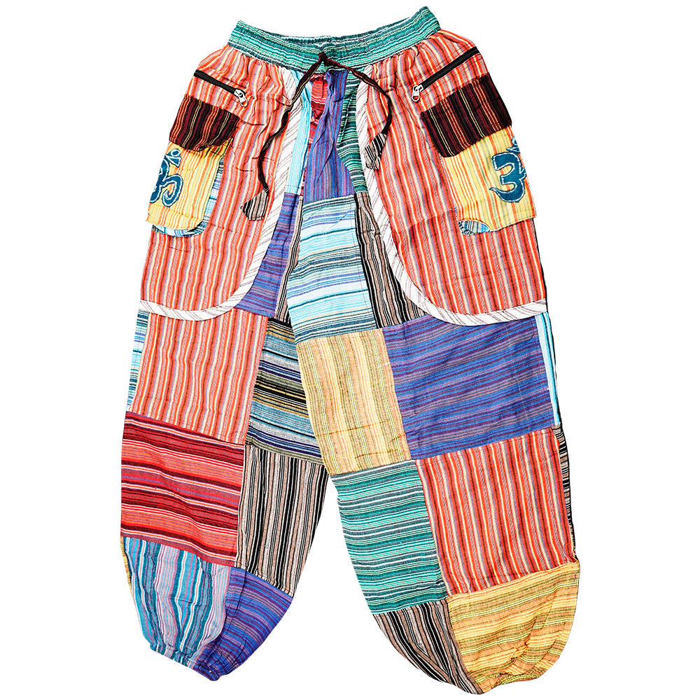 Multicolor Patchwork Cargo Harem Pants