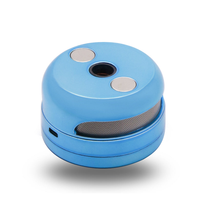 Front view of the DynaVap UFO Induction Heater, a silver and black device with a rounded, metallic base and a textured top.