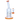 Three-quarter view of the Cloud Cali Inc DankStop 8-inch Showerhead Dual-Use Water Pipe w/ Colored Accents showing clear glass with orange accents and a logo on a white background