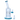 Angled close-up of the Cloud Cali Inc DankStop 8-inch Showerhead Dual-Use Water Pipe w/ Colored Accents showing clear glass, teal rim accents, and a visible showerhead percolator.