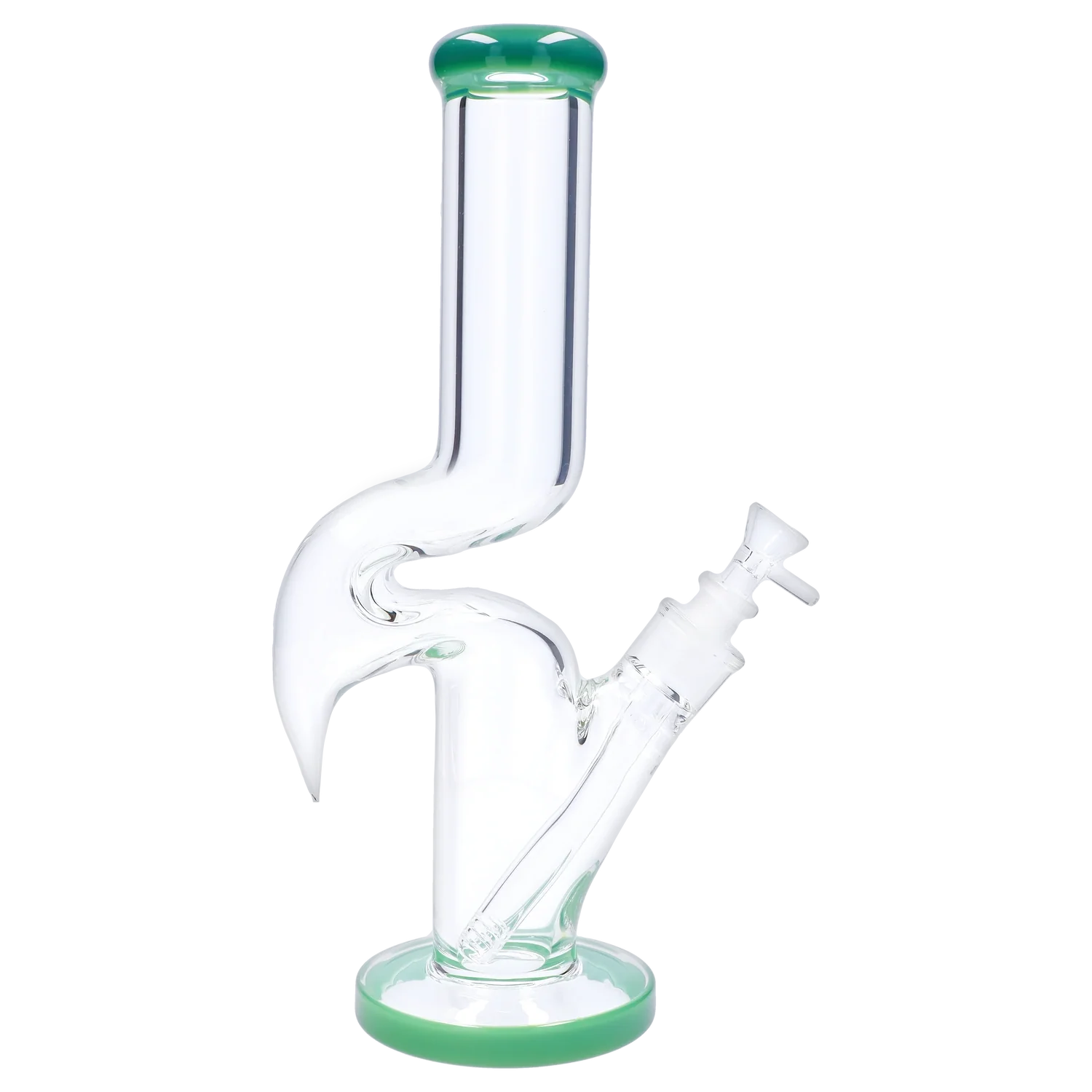 Front view of the 14-inch Zig Zag Straight Tube Water Pipe, showcasing its clear glass construction and simple cylindrical shape.