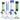 Front-facing studio shot of four colorful Pulsar Mini Straight Tube Water Pipe - 8.25"/Colors Vary models, shown in green, pink, blue, and white with angled downstems on a white background