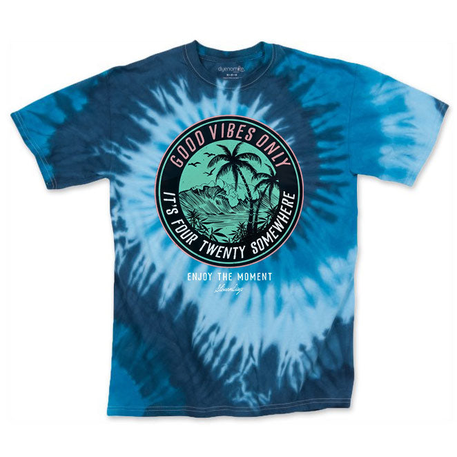 It's 420 Somewhere Men's Blue Tie Dye Tee