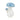 Close-up front view of the Empire Glassworks PuffCo Pivot Glass Mouthpiece - Blue Mushroom showing a glossy blue spotted mushroom cap atop a translucent white glass stem.