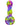 Close-up top-down view of the colorful DankStop Eyce - Silicone Spoon Pipe - Cotton Candy showing its swirled pink, purple and neon yellow body.