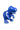 Front view of the Dino Pipe, a blue ceramic pipe sculpted into the shape of a cartoon dinosaur.