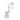 Angled front view of the Honeybee Herb J Drop Down showing a pink curved glass drop with clear joint and logo on a white background.