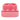 Front-facing close-up of a pink Blazy Susan Dab Station showing multiple circular and rectangular recessed compartments and the embossed logo on the front.
