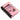 Angled top-down view of the pink heart-patterned Blazy Susan Blazy Smoker's Kit in its windowed box showing a tray, roller, ashtray, and small grinder.