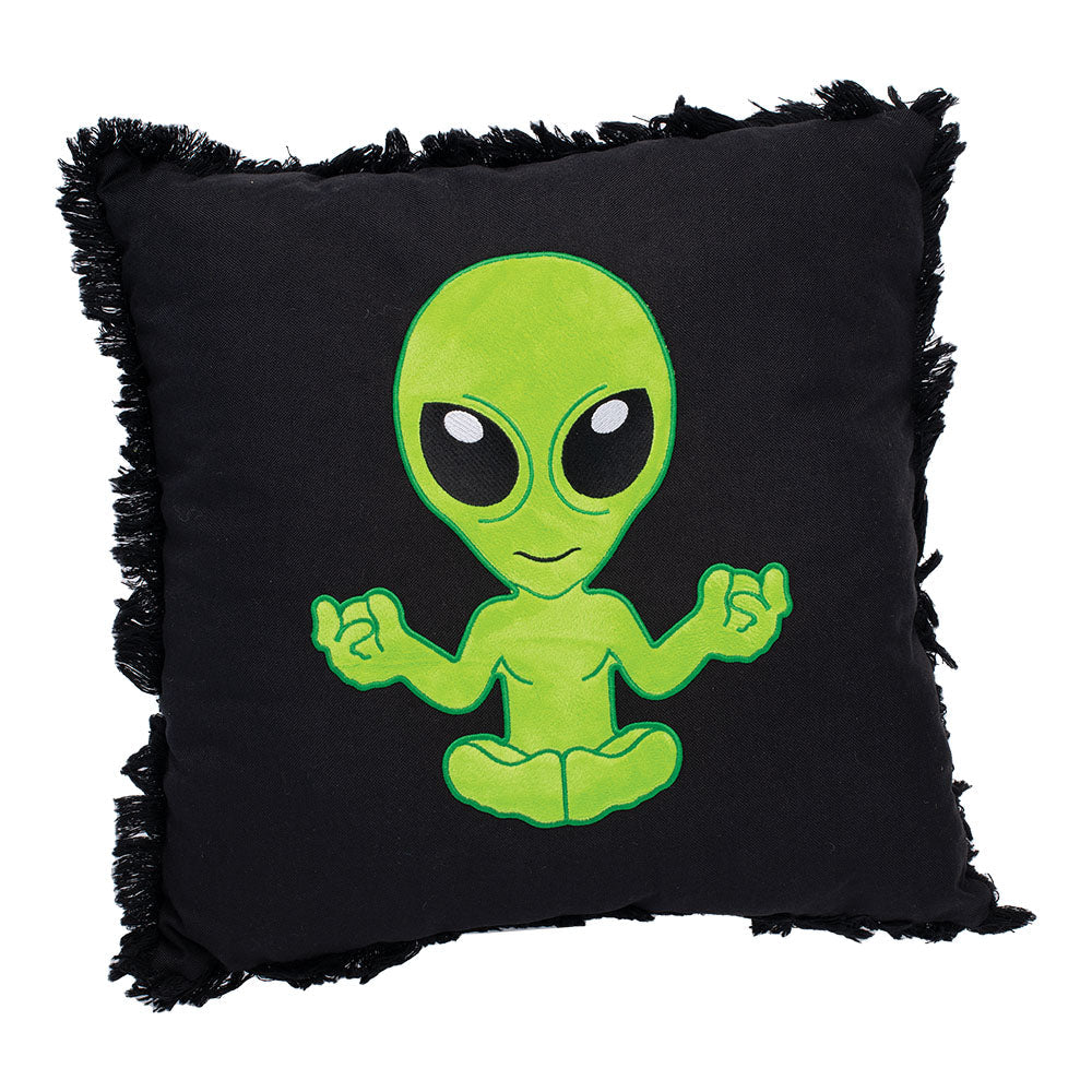 Alien on Black Plush Pillow