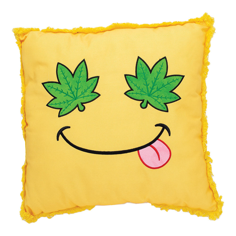 Green Leaf Smiley Face Plush Pillow