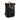 Front view of The Drifter - Smell Proof Rolltop Backpack, a black backpack with a rolltop closure and visible buckles.