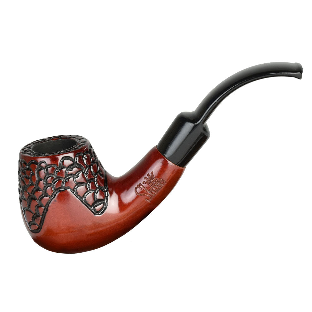 Engraved Bent Brandy Cherry Wood Shire Pipe