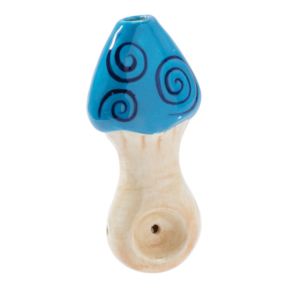 Blue Swirl Mushroom Ceramic Pipe