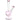 A front view of The Heart Grows Fonder Glass Water Pipe, showing a pink glass piece with a heart-shaped bulb.