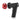 Front view of The Auto9 - Fully Automatic Grinder, a silver and black device with a red conical attachment, angled on a white surface.