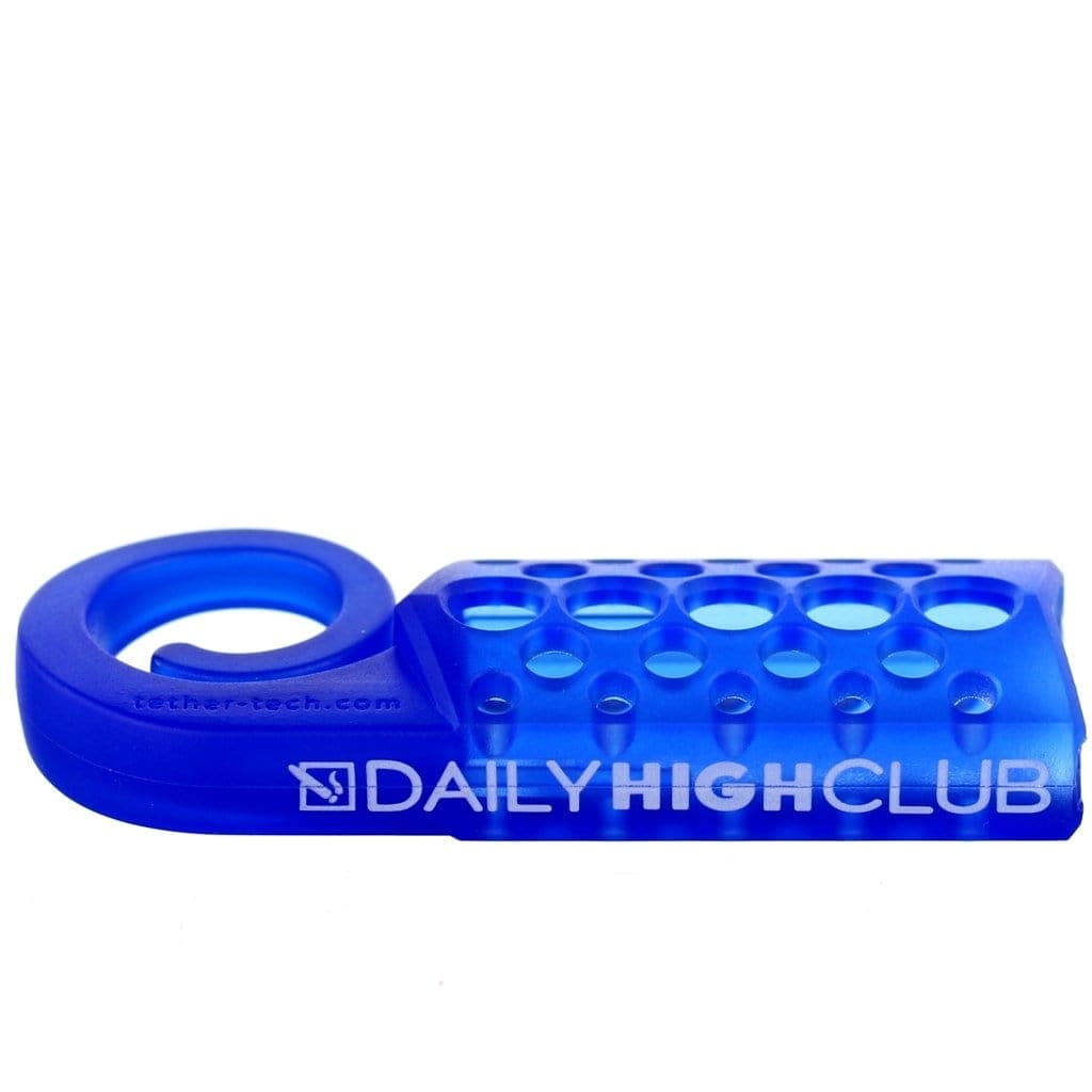Front view of the Daily High Club x Monkey Tail Lighter Holder, a textured black silicone grip with a circular opening.