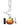 Tall, top-down view of the DankStop 12" Raked Zig Zag Bubble Base Bong showing its clear zigzag neck and swirled orange bubble base beside a black lighter and a small glass accessory.