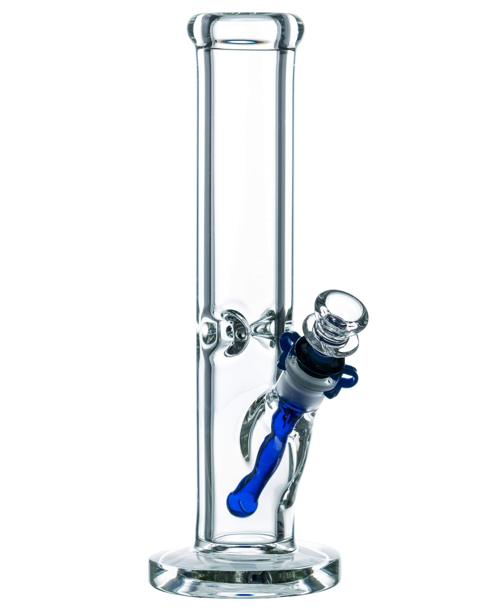 11.5" Thick Glass Straight Tube Bong with Blue Downstem