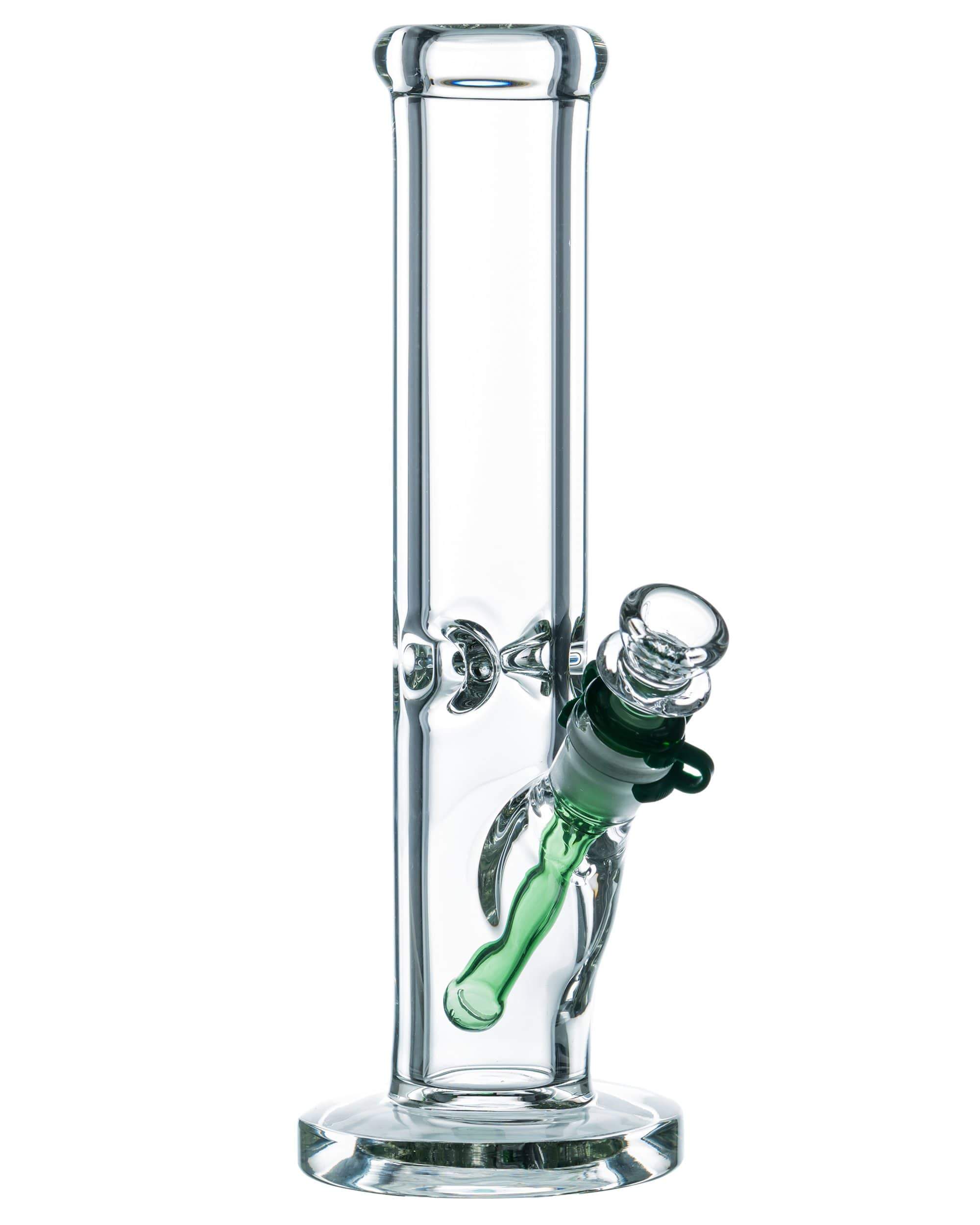 11.5" Thick Glass Straight Tube Bong with Green Downstem