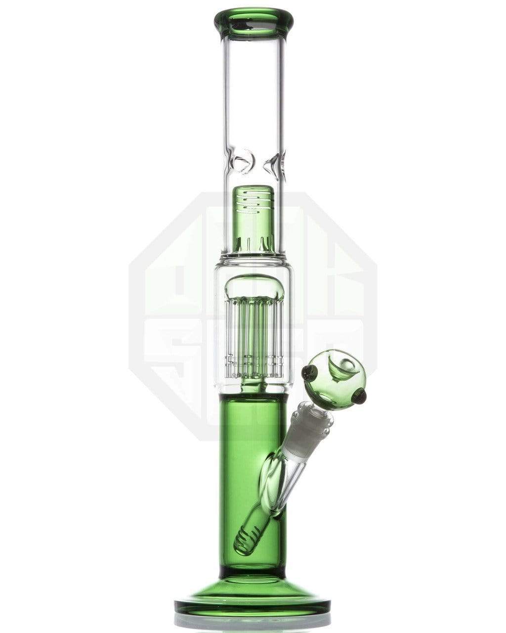 DankStop - 16" Green 8-Arm Tree Perc Straight Tube Bong