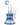 A front view of the 6" Raked Blue Mini Bong, showcasing its raked blue glass and compact size.