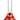 A front view of the 8” Raked Beaker Water Pipe shows red and clear glass swirls within the beaker’s shape.