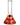 A front view of the 8” Raked Beaker Water Pipe shows red and clear glass swirls within the beaker’s shape.