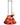Front view of the 8" Raked Beaker Water Pipe, showcasing vibrant red rakes within the clear glass beaker shape.