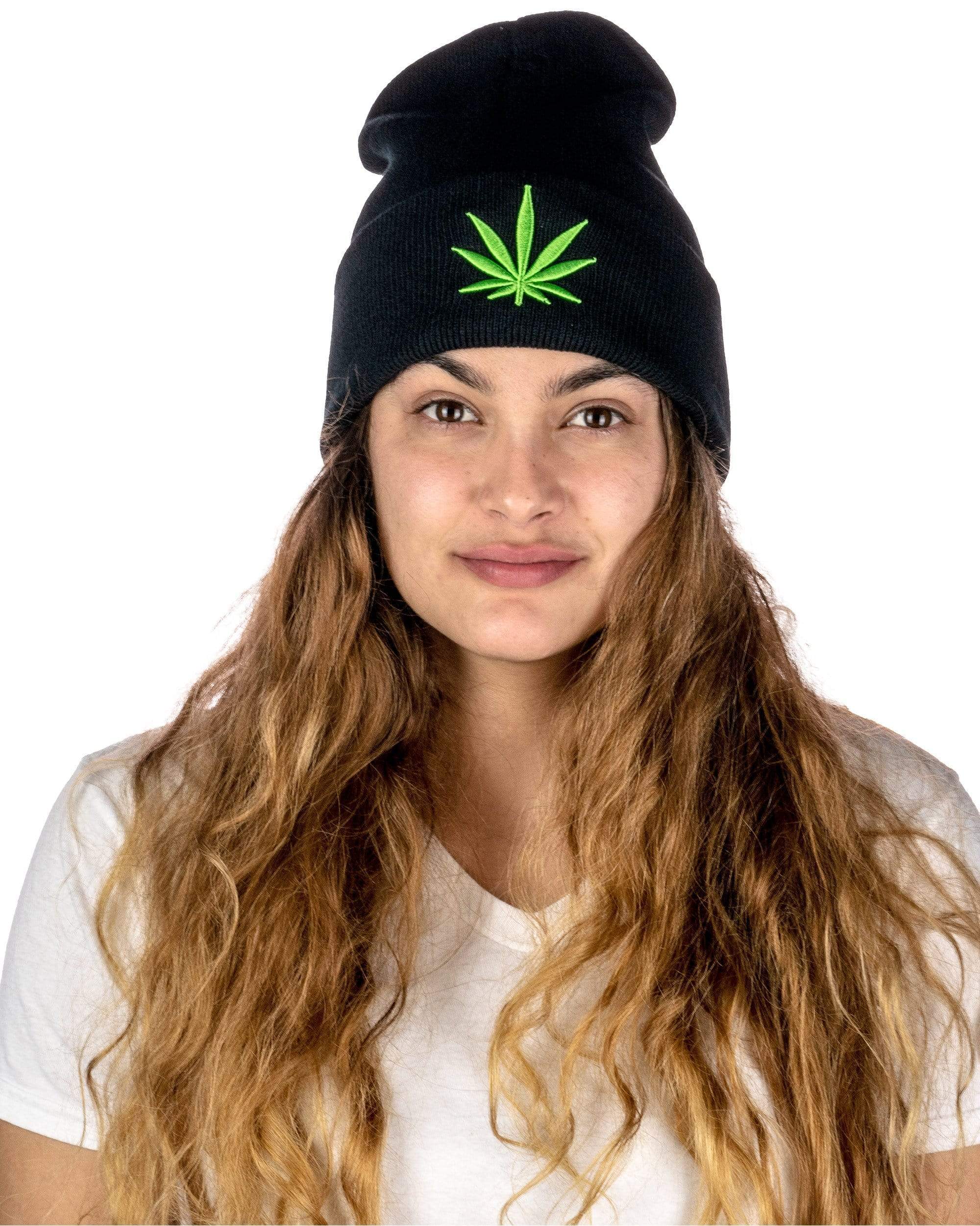 DankStop Cannabis Leaf Knitted Beanie