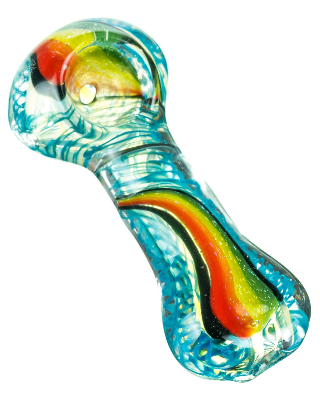 DankStop Flat Mouth Rasta Swirl Spoon Pipe - Colorful Glass