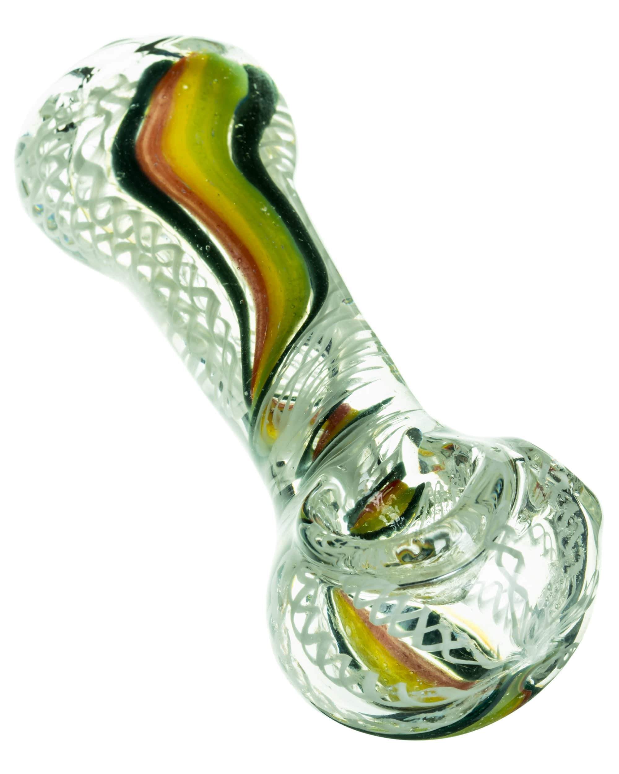 White Flat Mouth Rasta Swirl Spoon Pipe