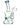 A front view of the Marble Studded Dab Rig With Colored Accents, showing a clear glass rig with colorful accents and a marbled stud design.