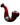 A side view of the Mushroom Milli Thick Glass Sherlock Pipe, showcasing its curved, red-tinted glass design.