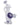 A three-quarter view showcases the Power Button Recycler Rig, a clear glass rig with a vibrant blue accent on its mouthpiece.